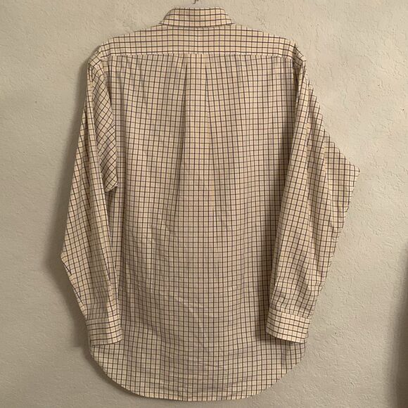 Ralph Lauren Blake 100% Two-Ply Cotton Checkered Blue Yellow Shirt Size S - Picture 4 of 7